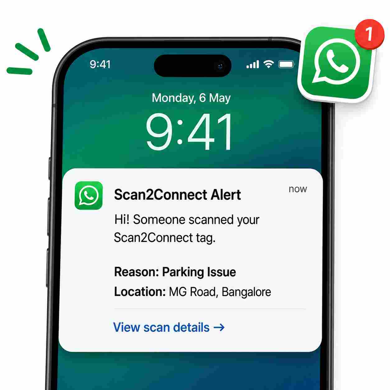 WhatsApp scan alert on a phone